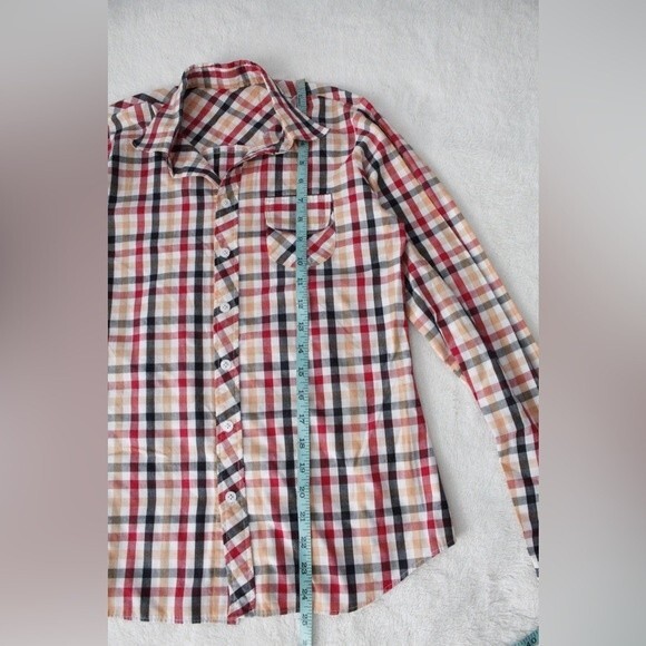 Custom Made Women’s Plaid Button Up Pocket Front Shirt - Picture 3 of 9